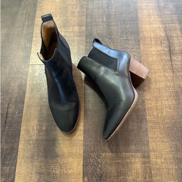 Madewell The Regan Black Leather Ankle Boots Size 8 - Picture 3 of 11